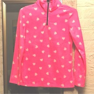Girls Sz 10-12 Hot Pink Polka Dot Fleece Zip Neckline by French Toast